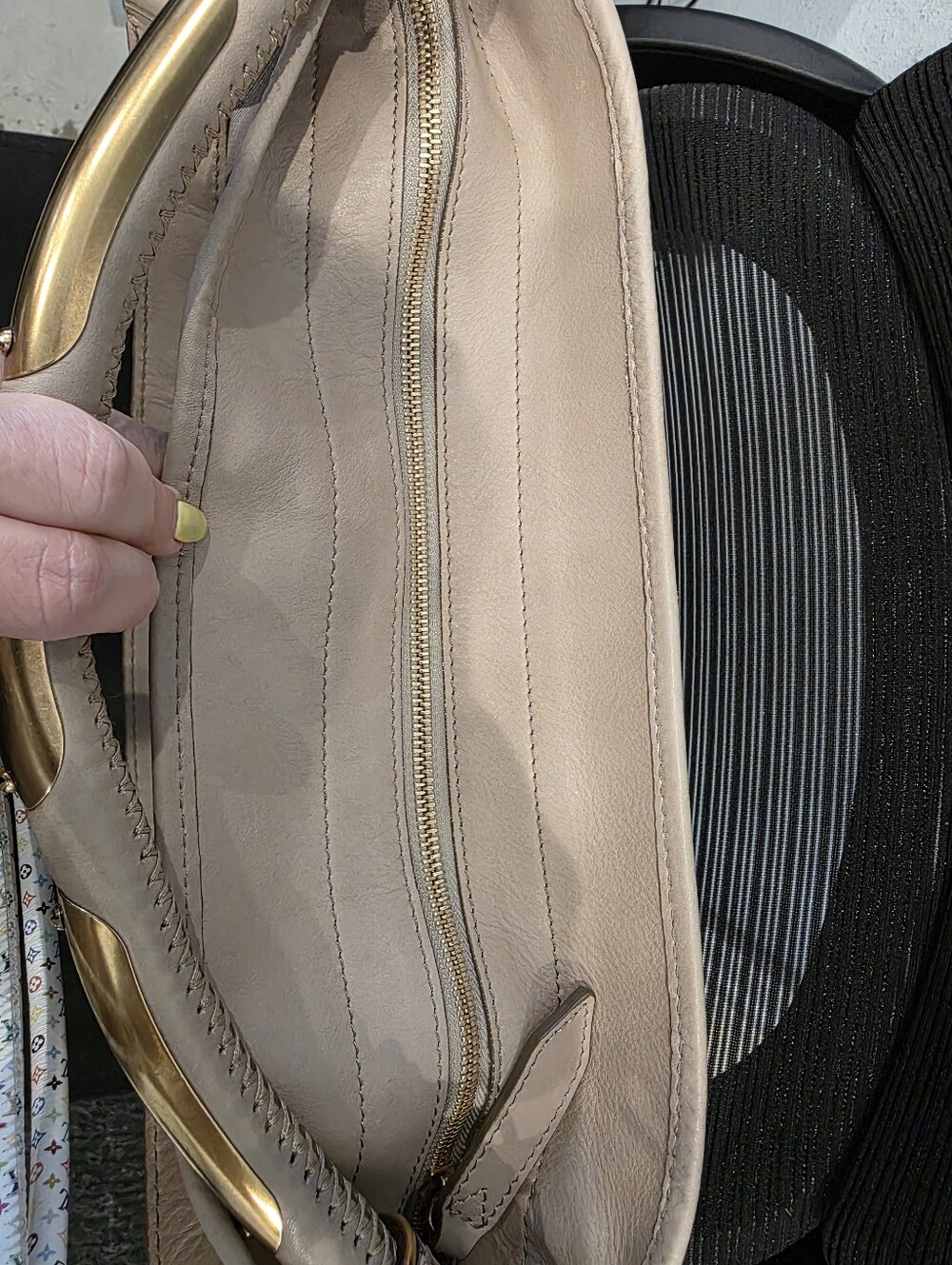 Burberry Beige and Gray Plaid Shoulder Bag with Stud Trim - Picture 11 of 17